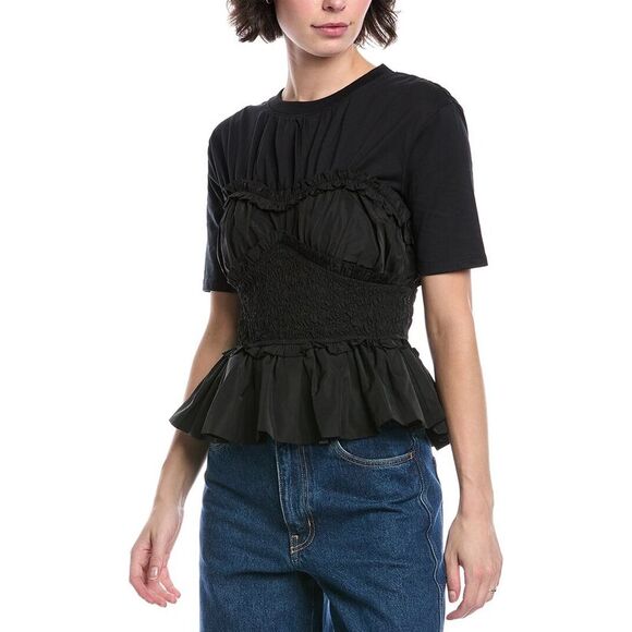 Sea New York Womens  Diana Taffeta Top, Black - Picture 1 of 3